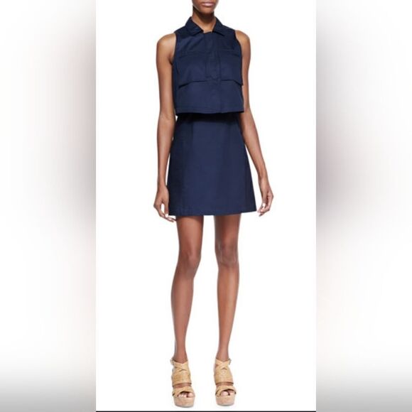Theory size 10  Gemine Taranto Pop Top Sleeveless Dress, Uniform Blue - Picture 1 of 13